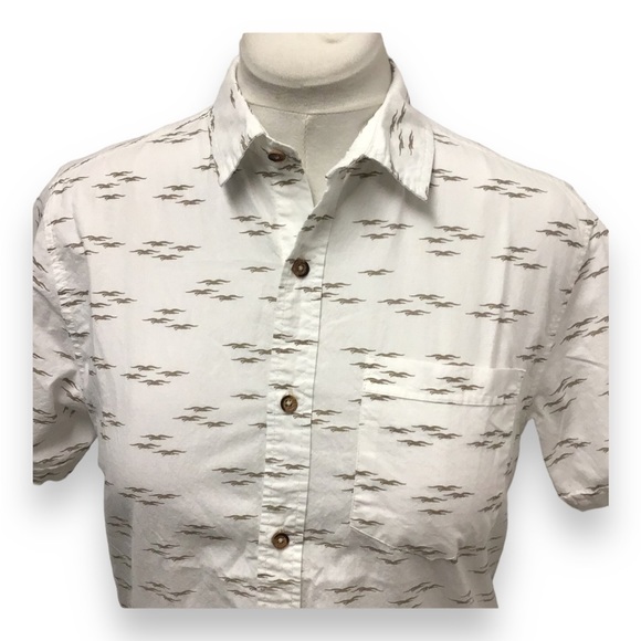 Plugg Mens Short Sleeve Button Down Casual Shirt, White, size S - Picture 2 of 13